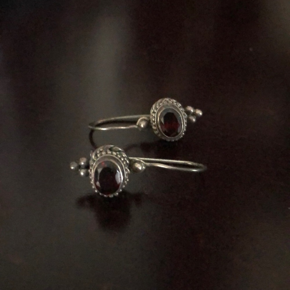 Sterling silver and garnet earrings